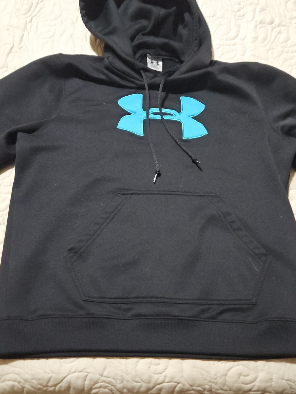Under Armour Black Hoodie with Teal Logo Patch